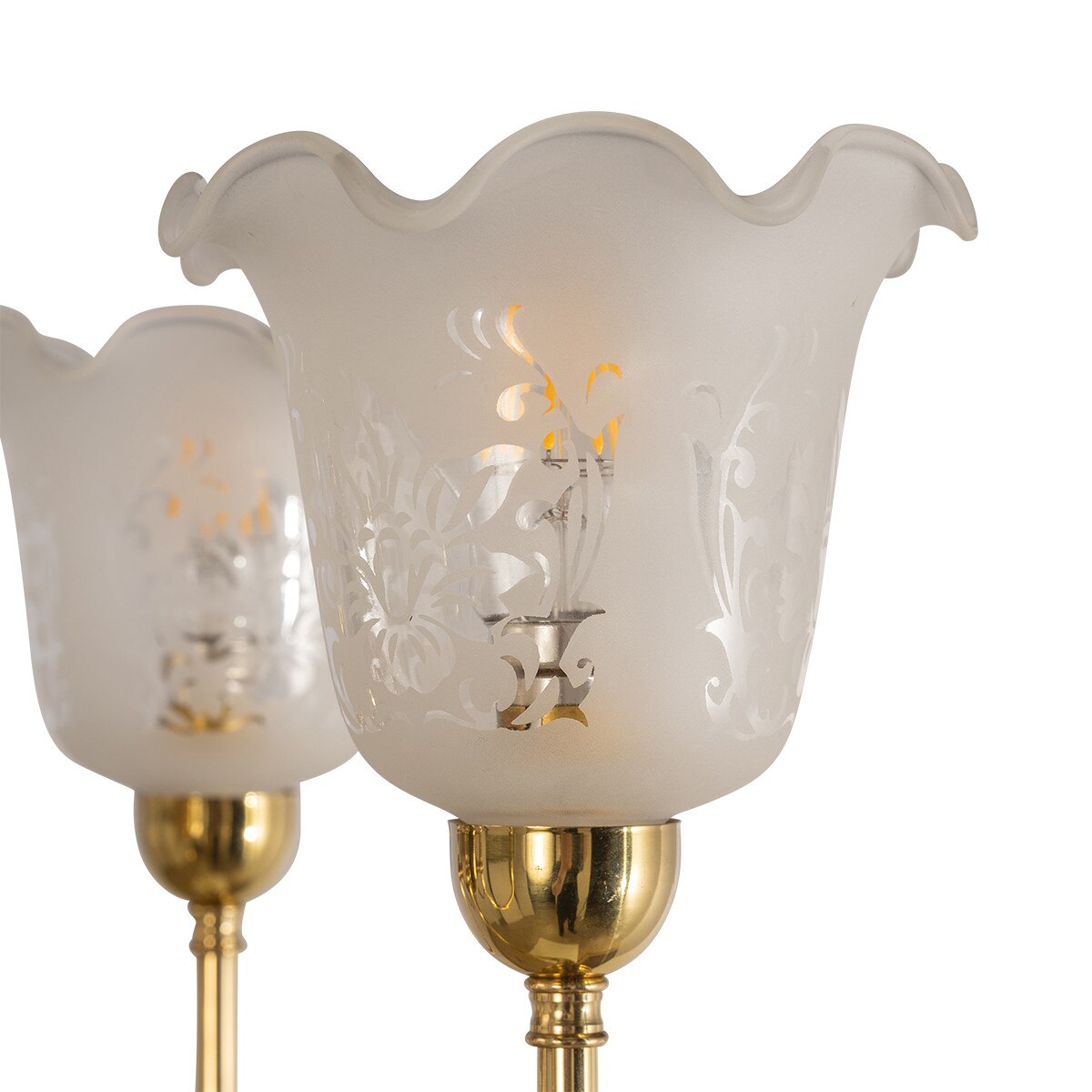 Luke 5 Light Pendant Light with Shades Arms Up Polished Brass & Frost Etched - 3090405