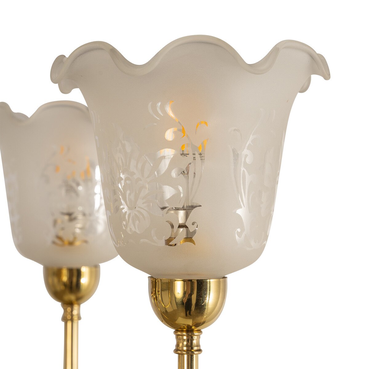 Luke 5 Light Pendant Light with Shades Arms Up Polished Brass & Frost Etched - 3090405