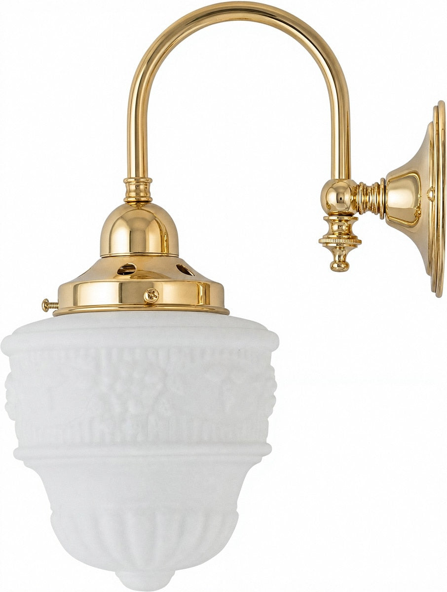 Senator 6" Shade On Loxton Wall Light Bracket Polished Brass & Opal Matt - 3090438