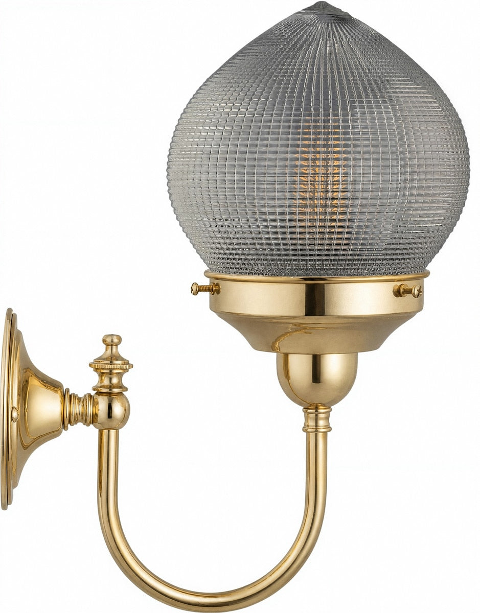 Teardrop Hallophane 6" On Loxton Wall Light Bracket Polished Brass & Clear - 3090444
