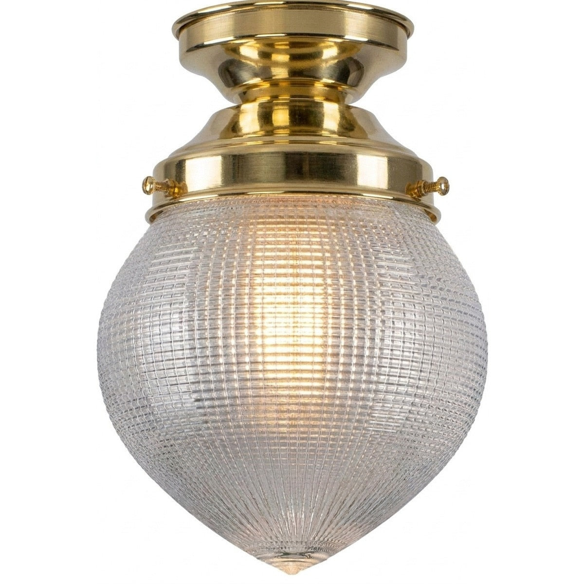 Teardrop Hallophane 6" Batten Fix Light Polished Brass & Clear - 3090447