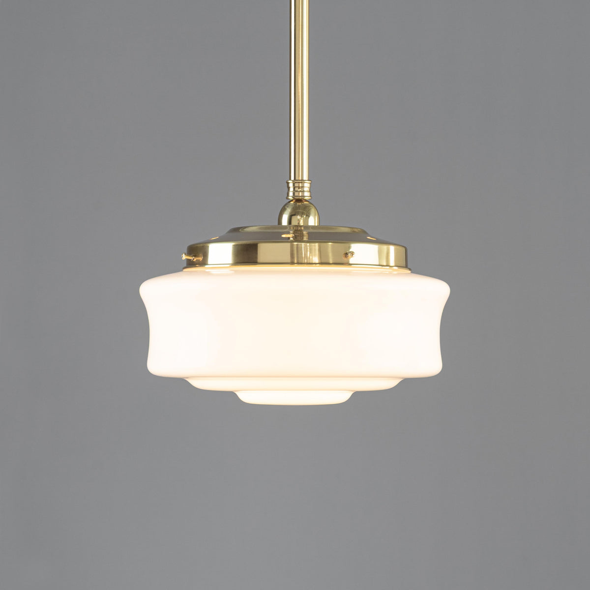 Elwood 12" Pendant Light on Rod Set Polished Brass & Opal Gloss - LOI3090476A