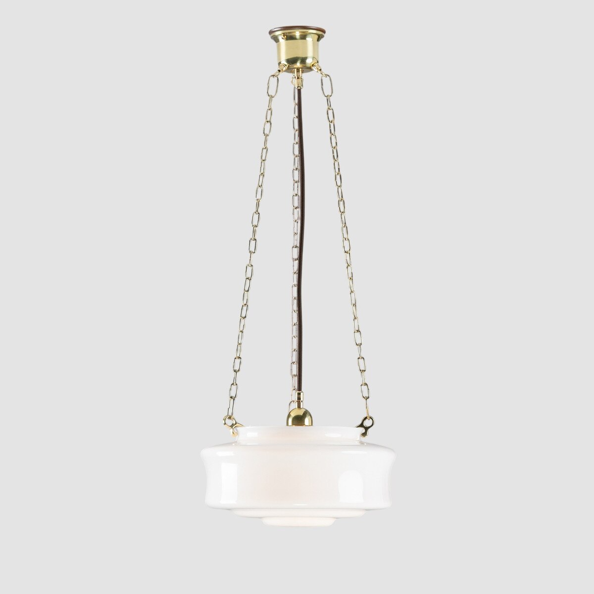 Elwood 12" on 3 Chain Suspension Polished Brass & Opal Gloss - LOI3090479A