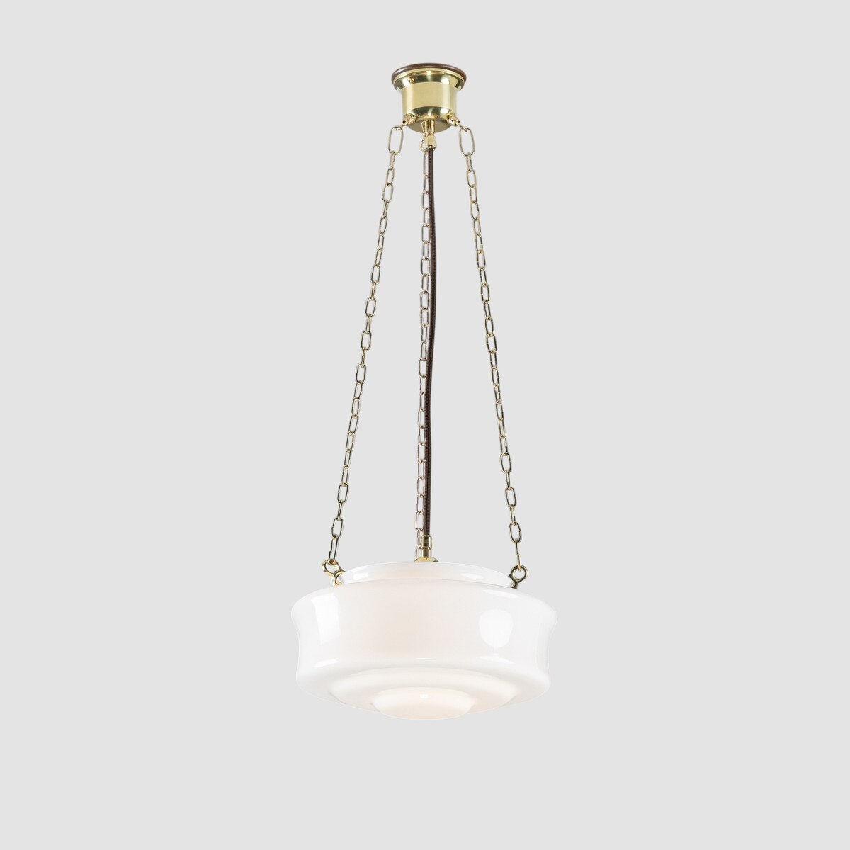 Elwood 12" on 3 Chain Suspension Polished Brass & Opal Gloss - LOI3090479A