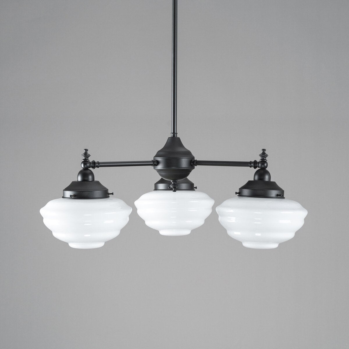Bentleigh 3 Light Pendant Light Arms Down with Cannes Shades Patina & Opal Gloss - 3090480