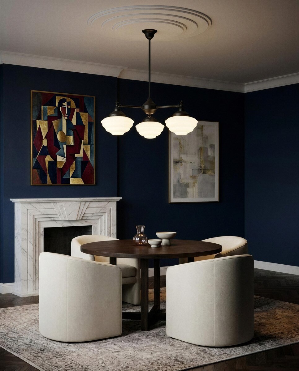 Bentleigh 3 Light Pendant Light Arms Down with Cannes Shades Patina & Opal Gloss - 3090480