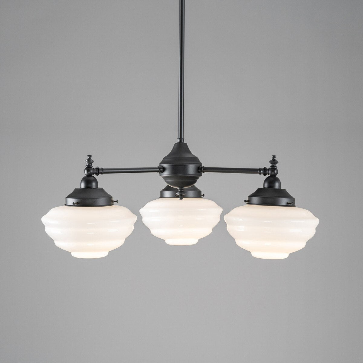 Bentleigh 3 Light Pendant Light Arms Down with Cannes Shades Patina & Opal Gloss - 3090480