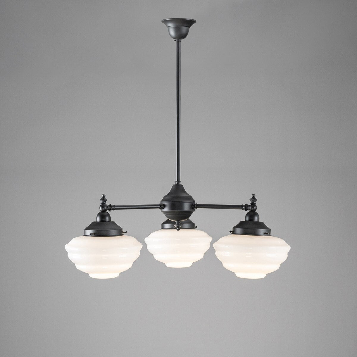Bentleigh 3 Light Pendant Light Arms Down with Cannes Shades Patina & Opal Gloss - 3090480