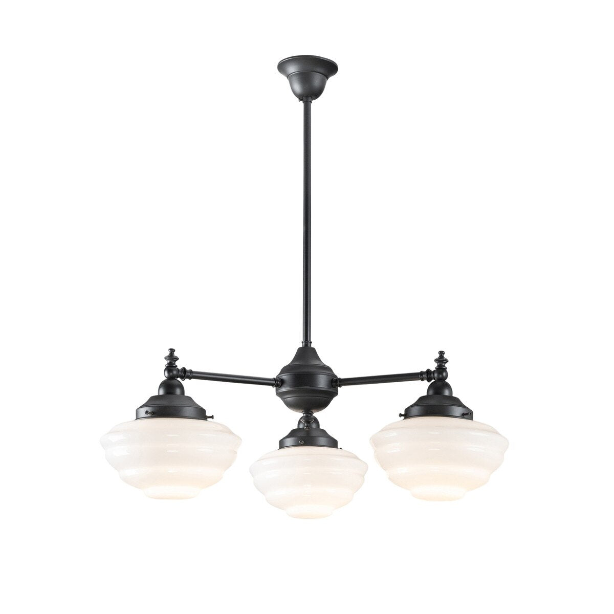 Bentleigh 3 Light Pendant Light Arms Down with Cannes Shades Patina & Opal Gloss - 3090480