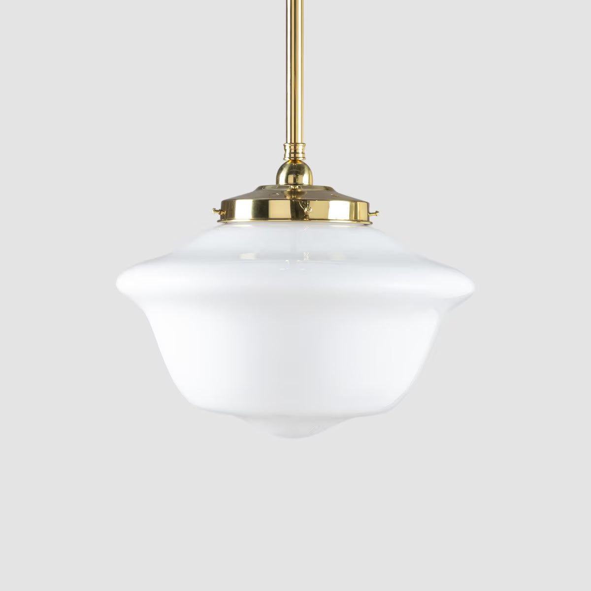 Victorian Schoolhouse 16" Pendant Light on Rod Set 3/4" x 1/2M Polished Brass & Opal Gloss - 3090528