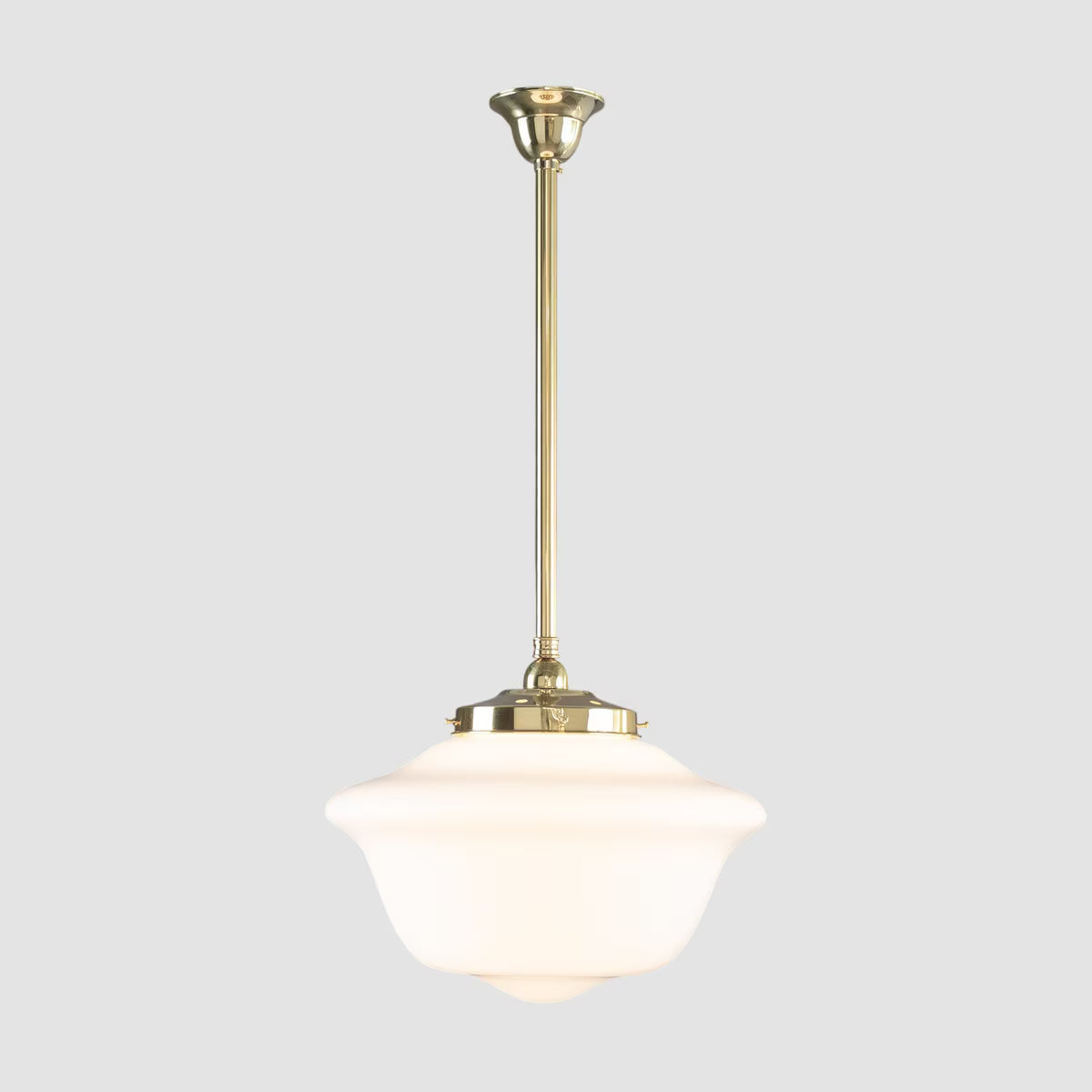 Victorian Schoolhouse 16" Pendant Light on Rod Set 3/4" x 1/2M Polished Brass & Opal Gloss - 3090528