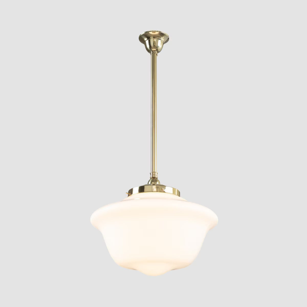 Victorian Schoolhouse 16" Pendant Light on Rod Set 3/4" x 1/2M Polished Brass & Opal Gloss - 3090528