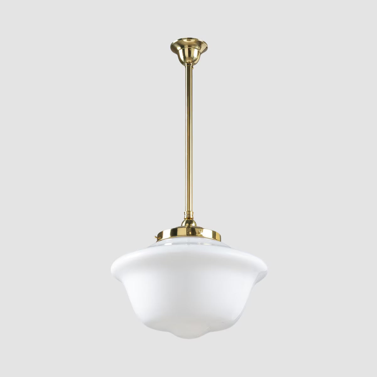Victorian Schoolhouse 16" Pendant Light on Rod Set 3/4" x 1/2M Polished Brass & Opal Gloss - 3090528
