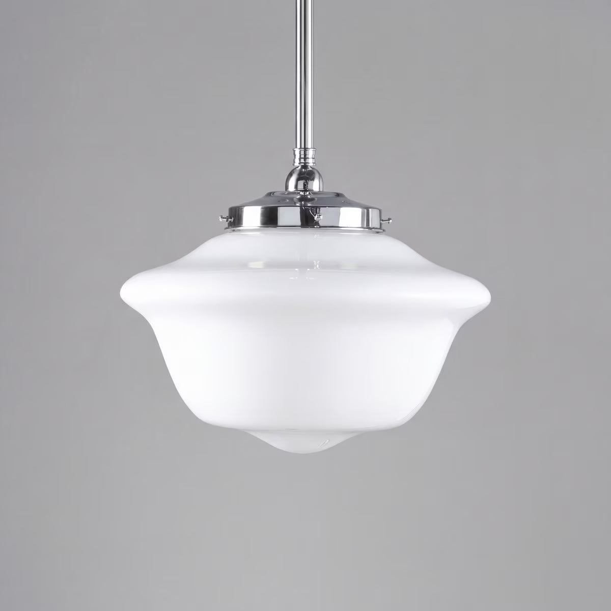 Victorian Schoolhouse 16" Pendant Light on Rod Set 3/4" x 1/2M Chrome & Opal Gloss - 3090529