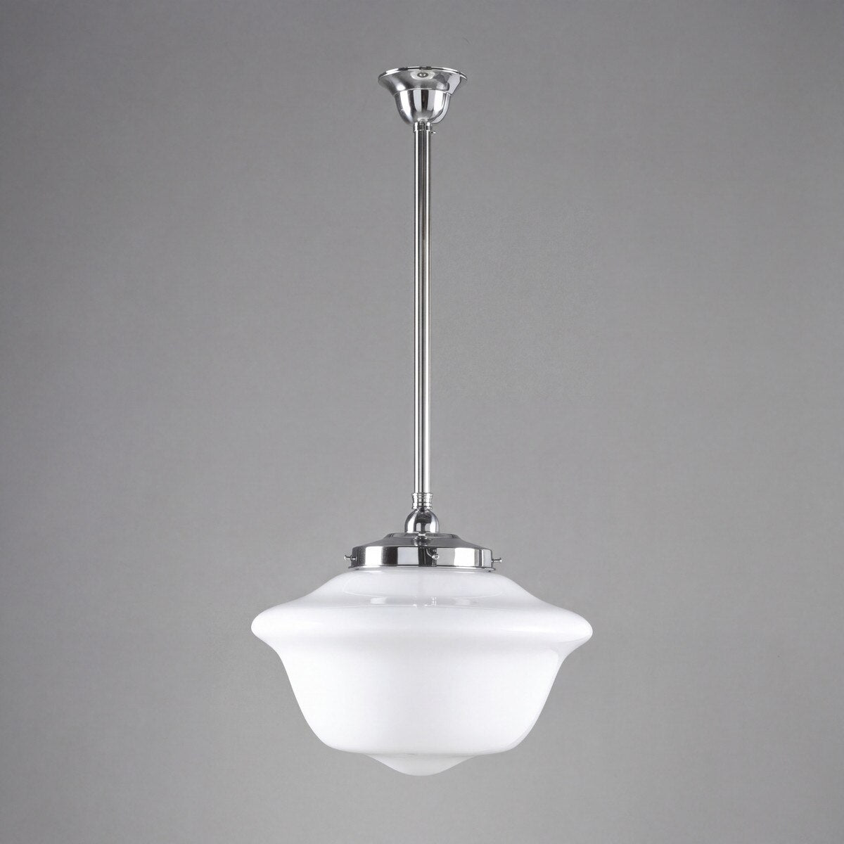 Victorian Schoolhouse 16" Pendant Light on Rod Set 3/4" x 1/2M Chrome & Opal Gloss - 3090529