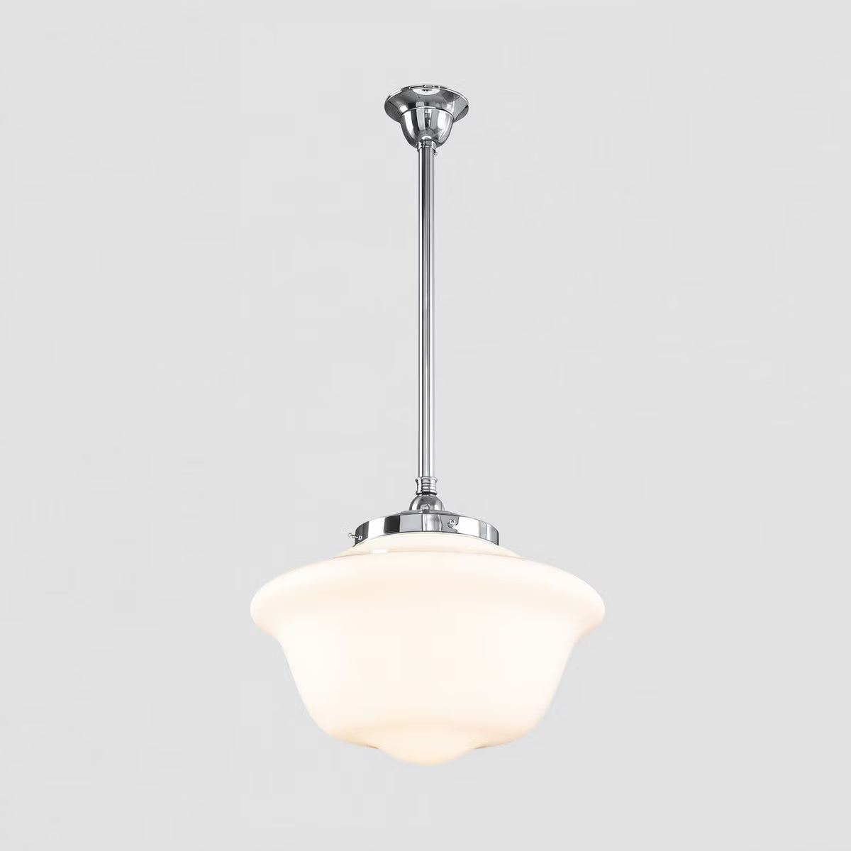 Victorian Schoolhouse 16" Pendant Light on Rod Set 3/4" x 1/2M Chrome & Opal Gloss - 3090529