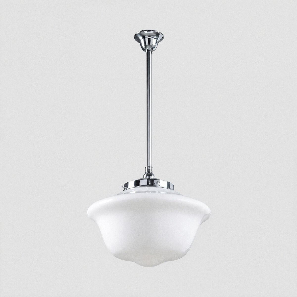 Victorian Schoolhouse 16" Pendant Light on Rod Set 3/4" x 1/2M Chrome & Opal Gloss - 3090529