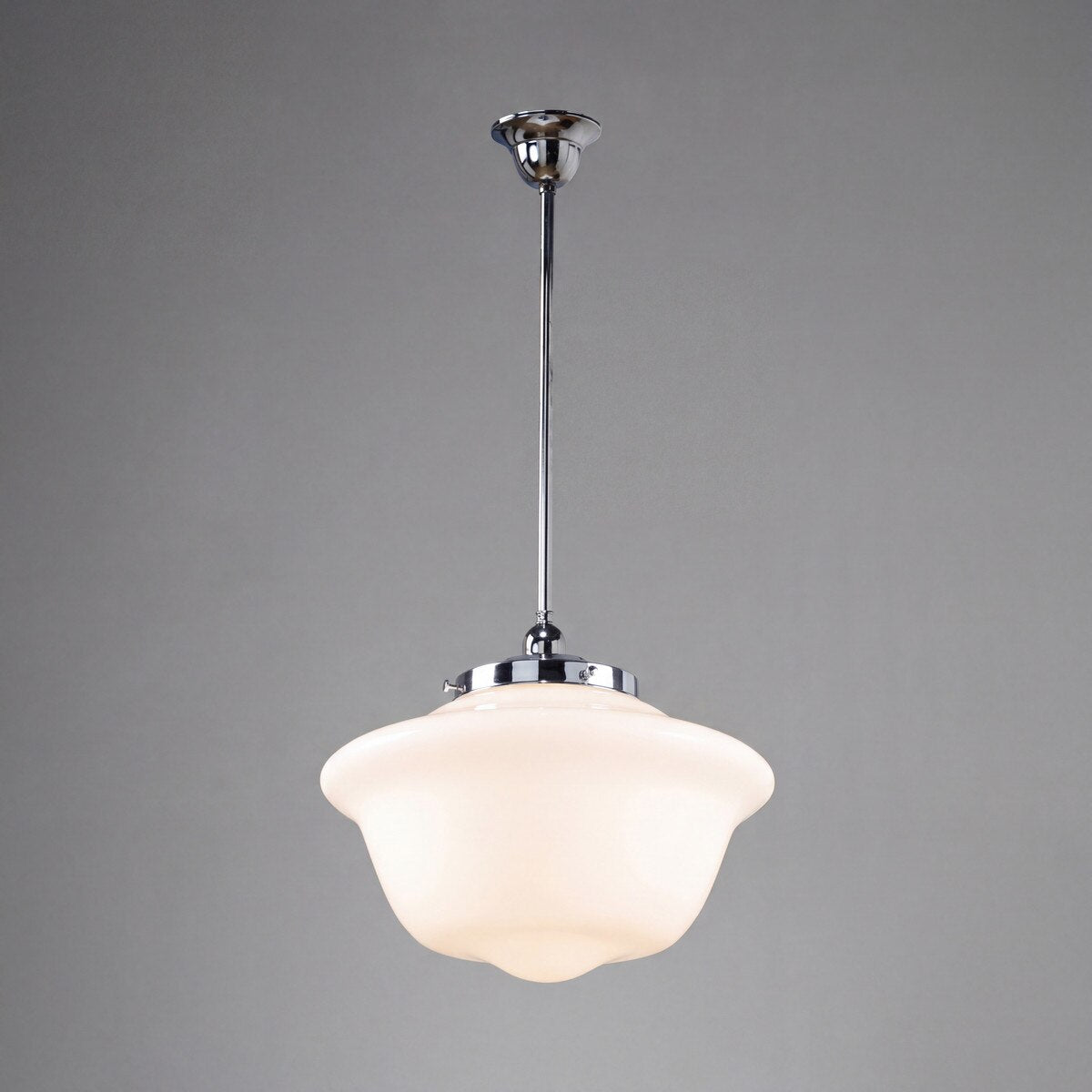 Victorian Schoolhouse 16" Pendant Light on Rod Set 3/4" x 1/2M Chrome & Opal Gloss - 3090529