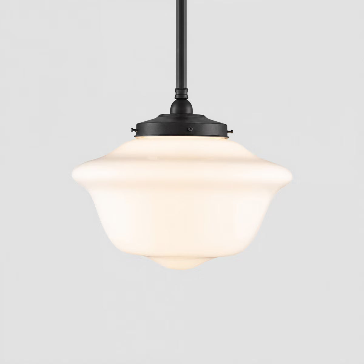 Victorian Schoolhouse 16" Pendant Light on Rod Set 3/4" x 1/2M Patina & Opal Gloss - 3090530