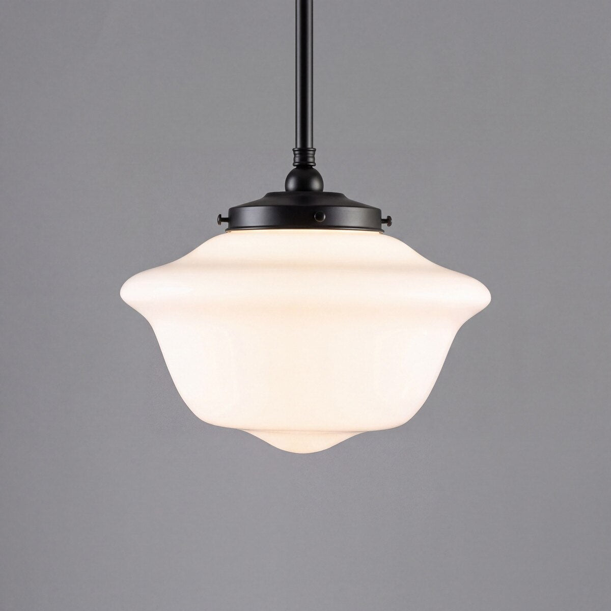 Victorian Schoolhouse 16" Pendant Light on Rod Set 3/4" x 1/2M Patina & Opal Gloss - 3090530