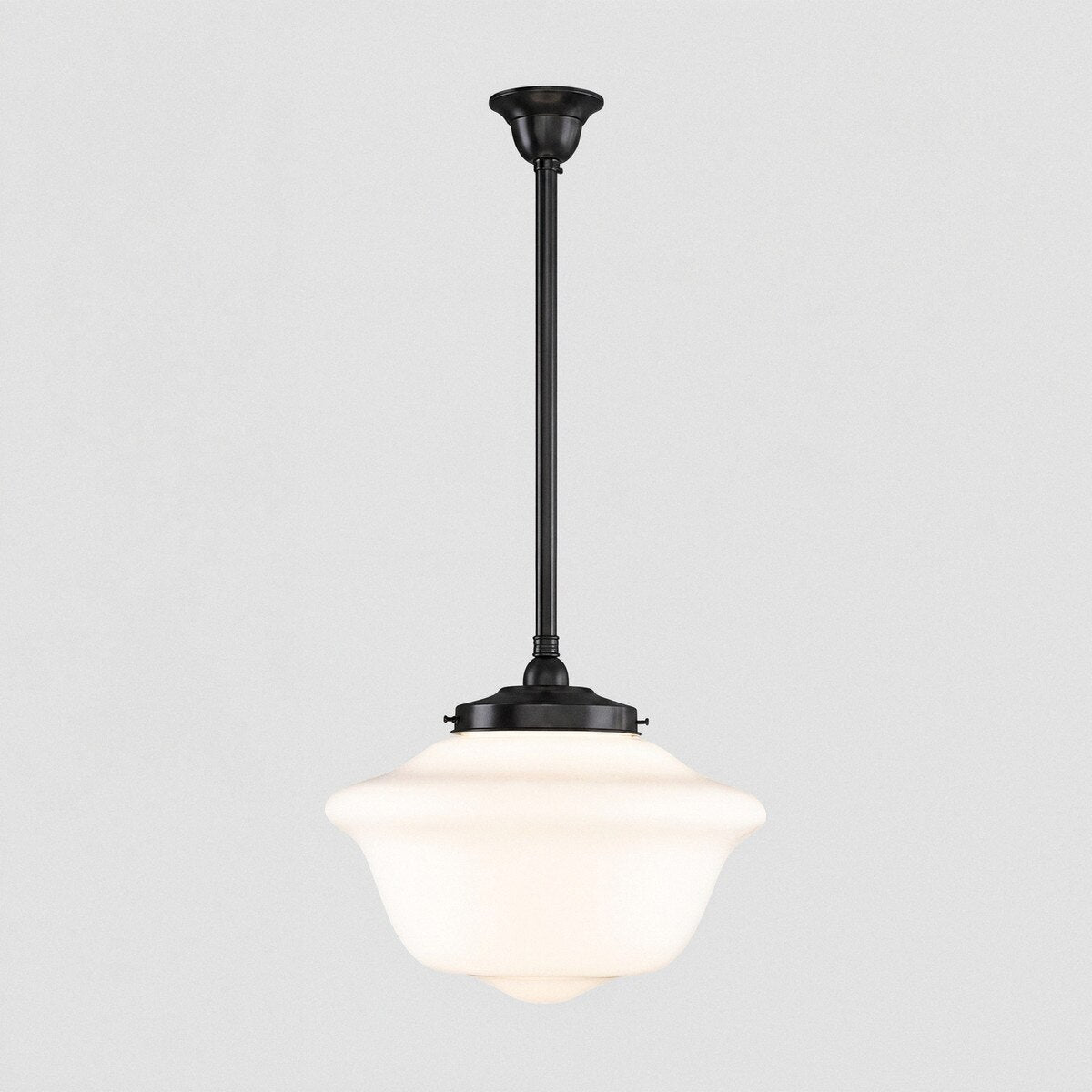 Victorian Schoolhouse 16" Pendant Light on Rod Set 3/4" x 1/2M Patina & Opal Gloss - 3090530