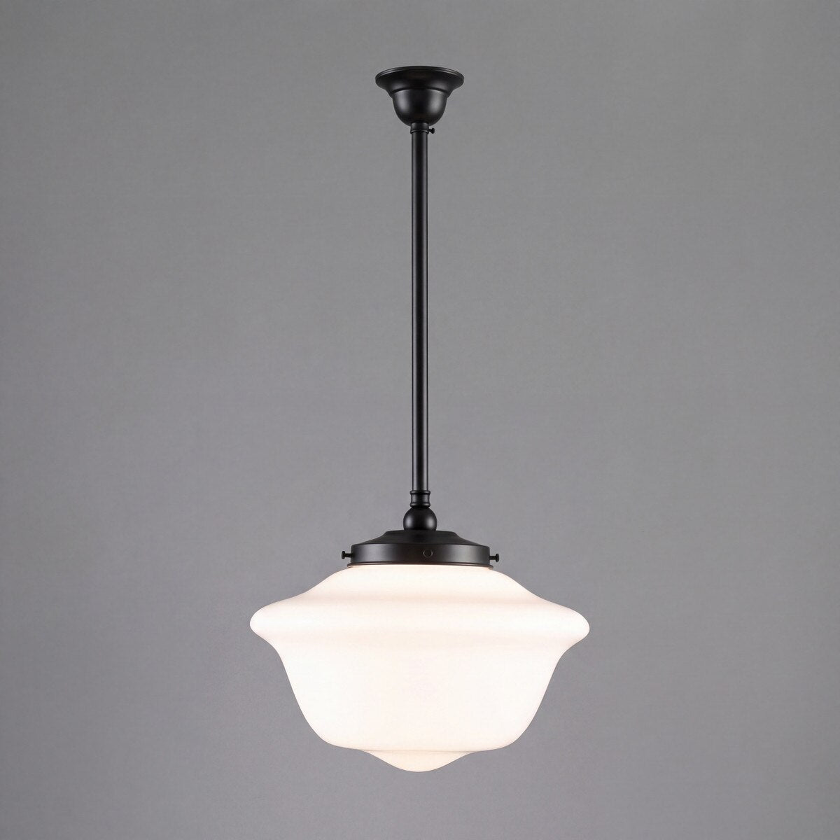 Victorian Schoolhouse 16" Pendant Light on Rod Set 3/4" x 1/2M Patina & Opal Gloss - 3090530