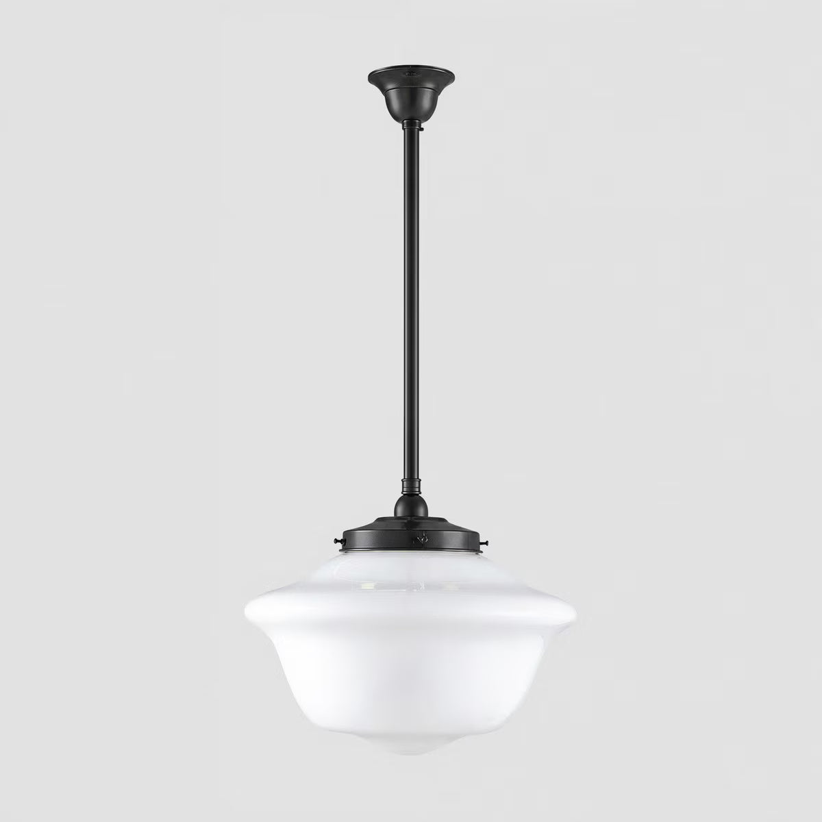 Victorian Schoolhouse 16" Pendant Light on Rod Set 3/4" x 1/2M Patina & Opal Gloss - 3090530