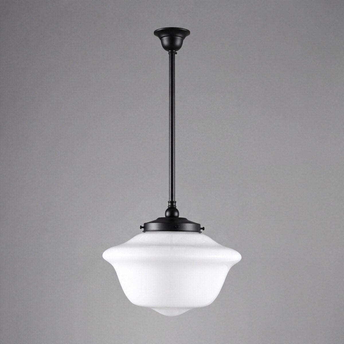 Victorian Schoolhouse 16" Pendant Light on Rod Set 3/4" x 1/2M Patina & Opal Gloss - 3090530