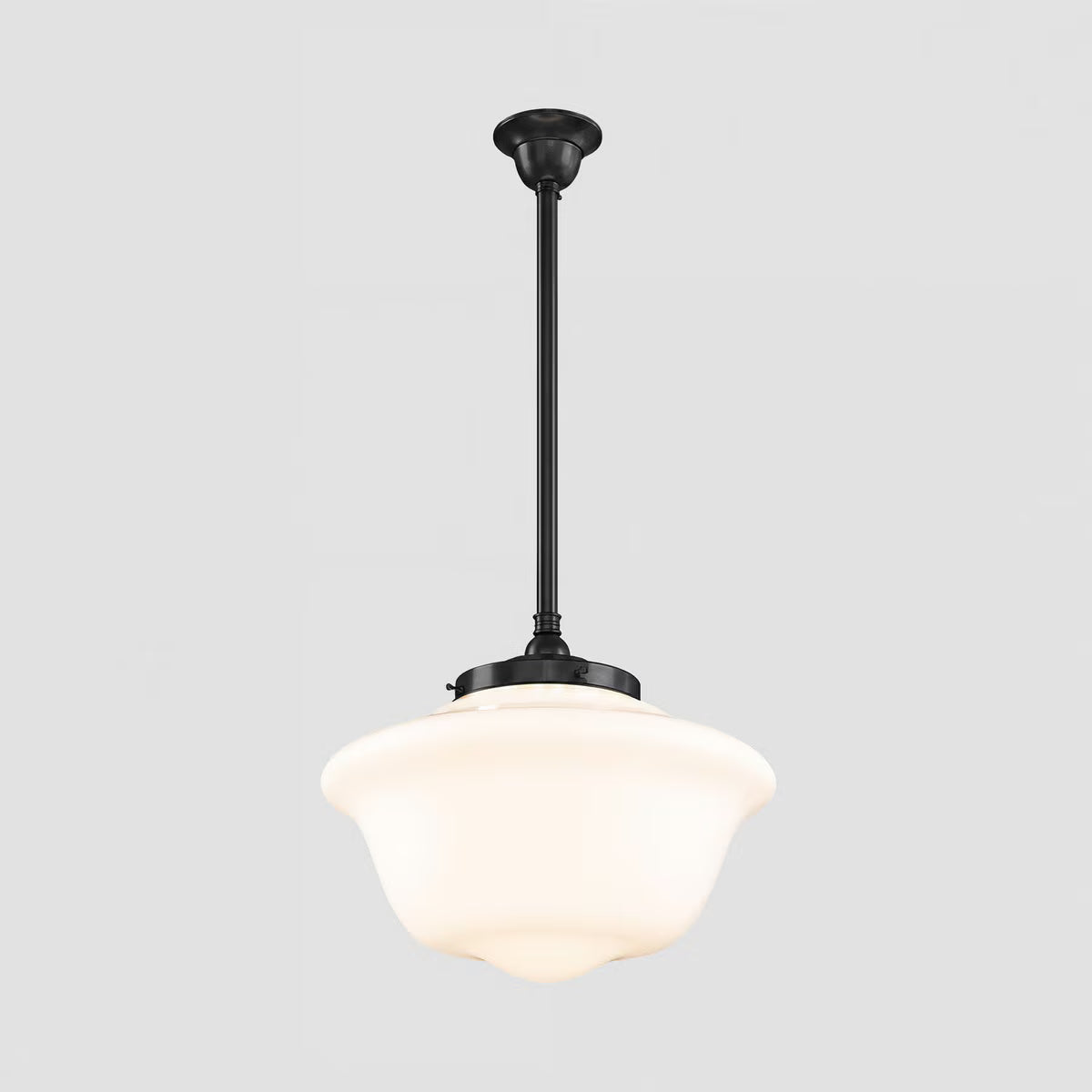 Victorian Schoolhouse 16" Pendant Light on Rod Set 3/4" x 1/2M Patina & Opal Gloss - 3090530