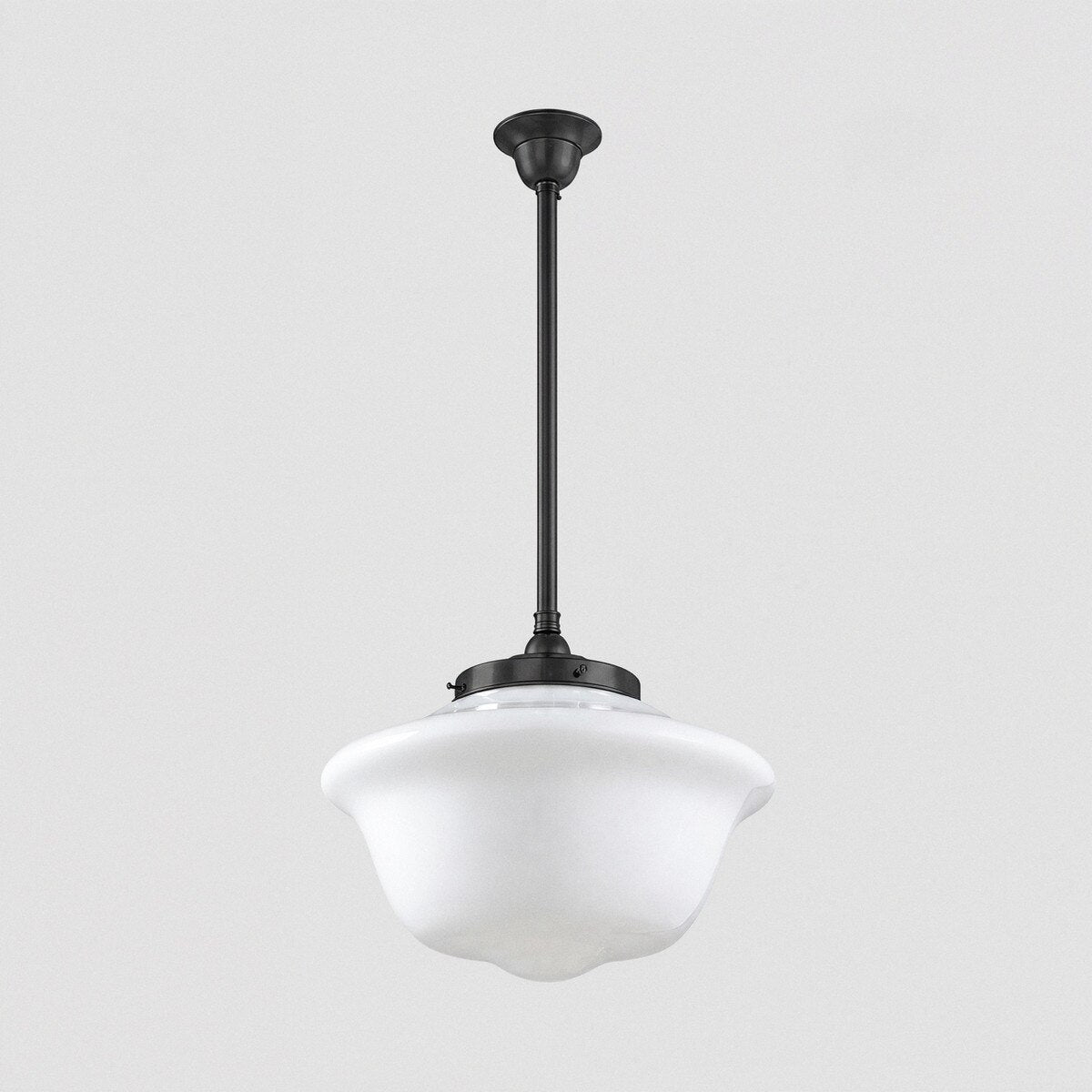 Victorian Schoolhouse 16" Pendant Light on Rod Set 3/4" x 1/2M Patina & Opal Gloss - 3090530