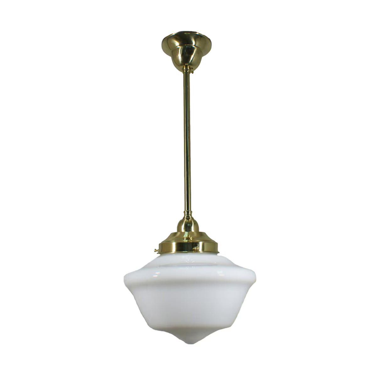 Victorian Schoolhouse 9" Pendant Light on Rod Set 1/2" x 1/2M Polished Brass & Opal Gloss - 3090534