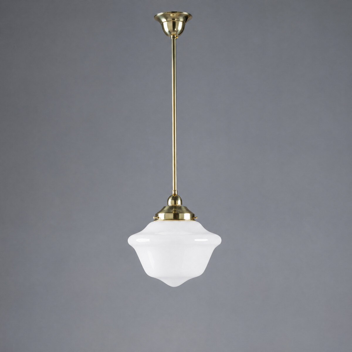 Victorian Schoolhouse 9" Pendant Light on Rod Set 1/2" x 1/2M Polished Brass & Opal Gloss - 3090534