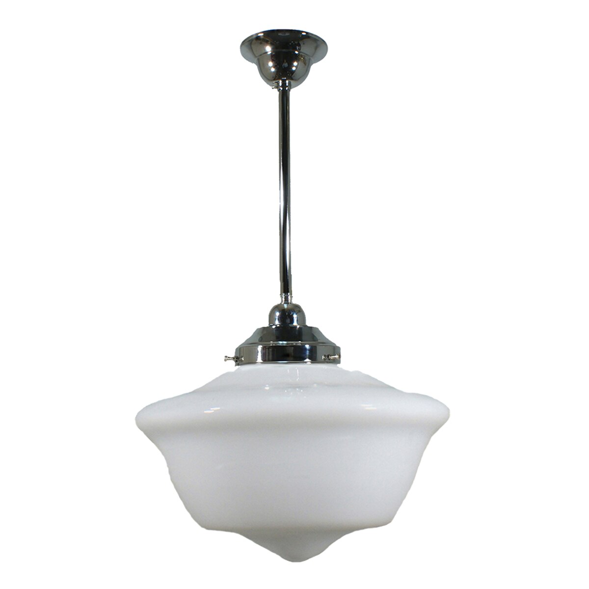 Victorian Schoolhouse 12" Pendant Light on Rod Set 1/2" x 1/2M Chrome & Opal Gloss - 3090541
