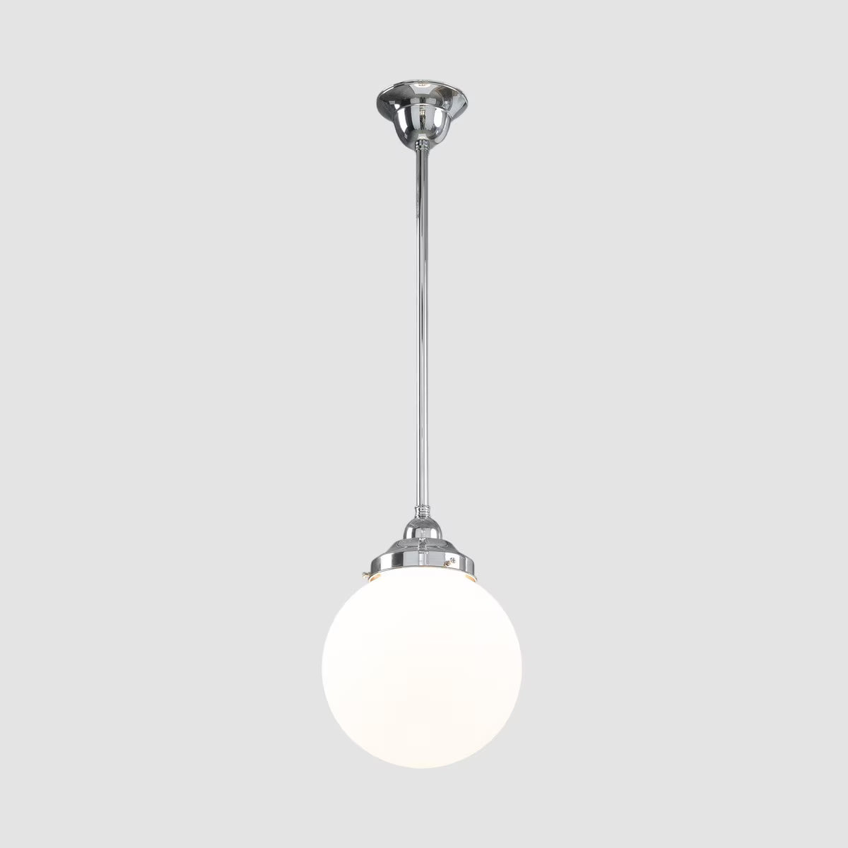 Sphere 8" Pendant Light on Rod Set 1/2" x 1/2M Chrome & Opal Matte - 3090566