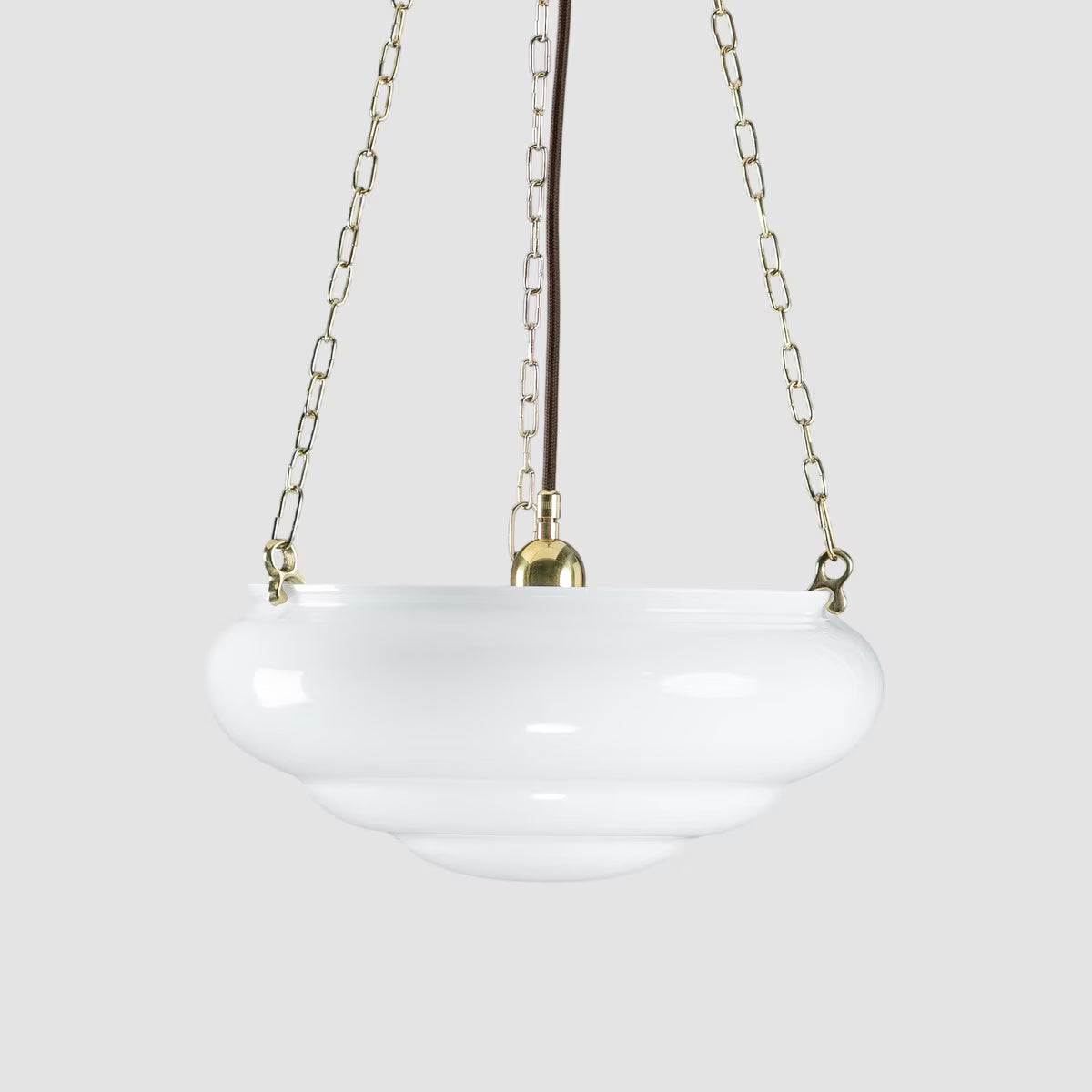 Art Nouveau 14" on 3 Chain Suspension Polished Brass & Opal Gloss - LOI3090571A
