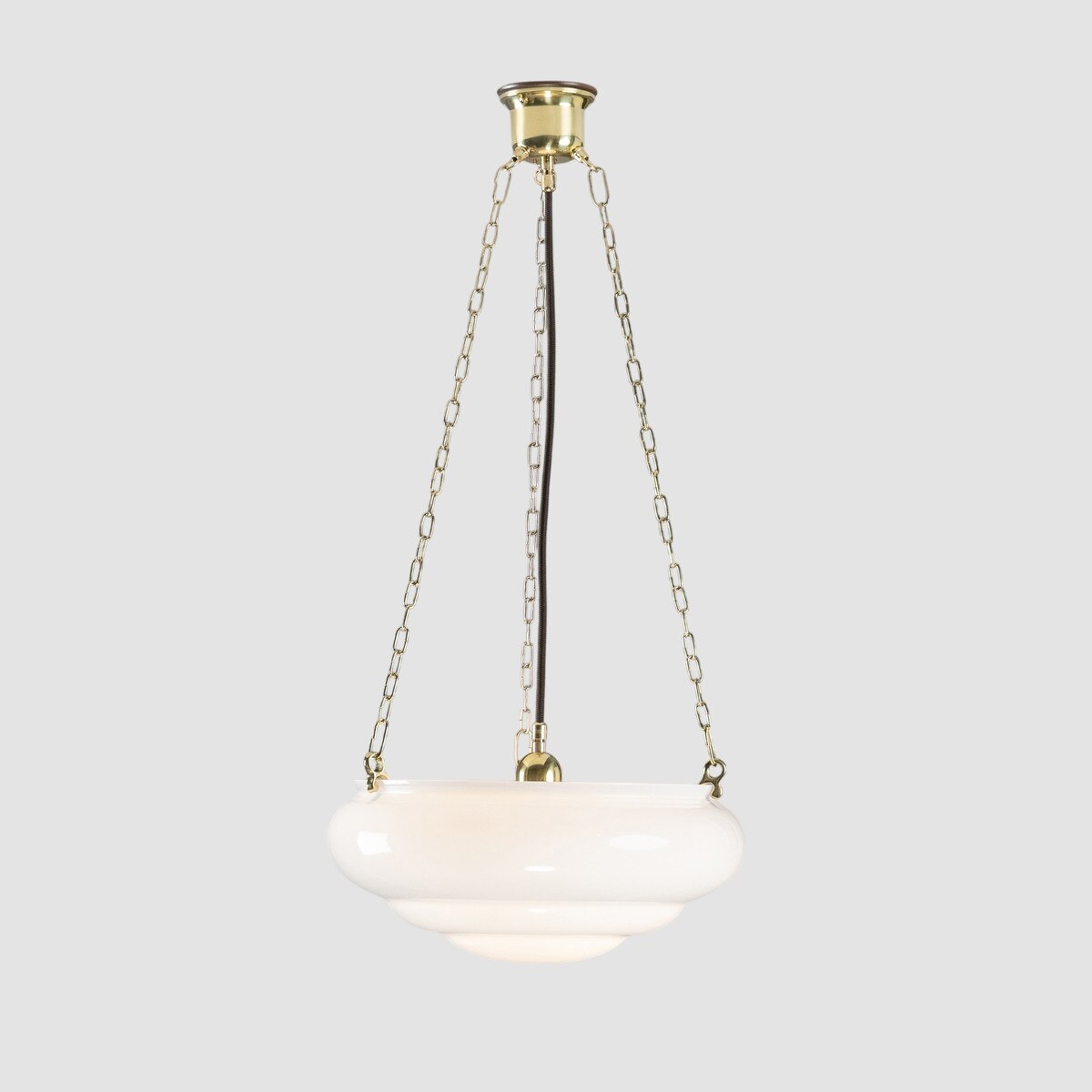 Art Nouveau 14" on 3 Chain Suspension Polished Brass & Opal Gloss - LOI3090571A