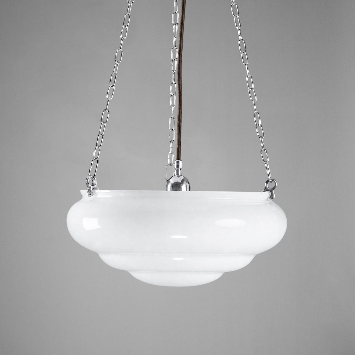 Art Nouveau 14" on 3 Chain Suspension Chrome & Opal Gloss - LOI3090572A