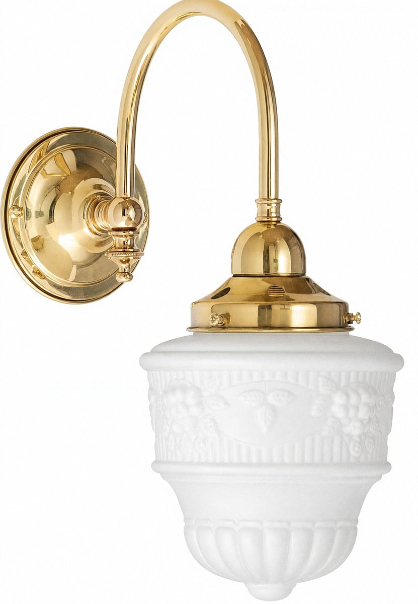 Luke Wall Light Bracket with 6" Senator Shade Polished Brass & Opal Matt - 3090574