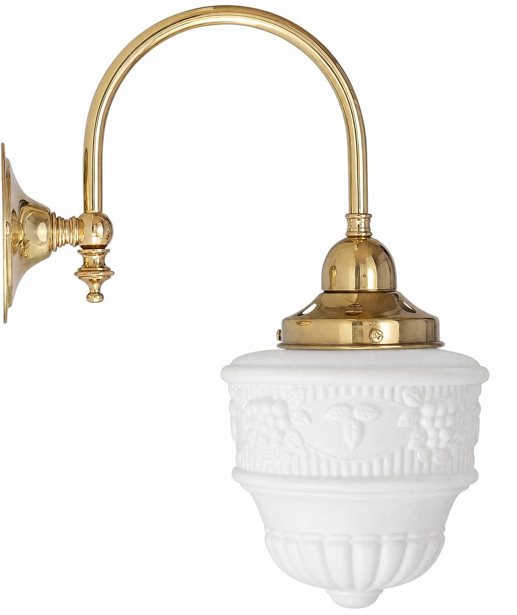Luke Wall Light Bracket with 6" Senator Shade Polished Brass & Opal Matt - 3090574