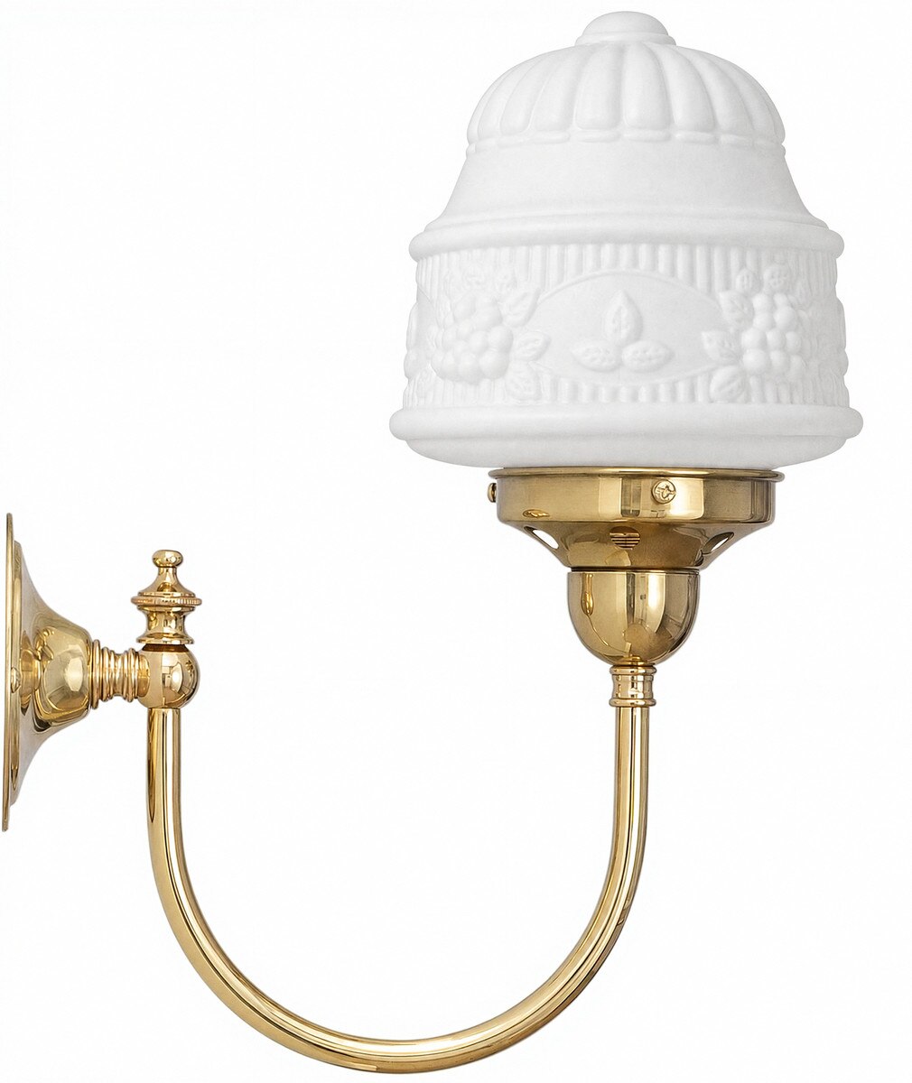 Luke Wall Light Bracket with 6" Senator Shade Polished Brass & Opal Matt - 3090574