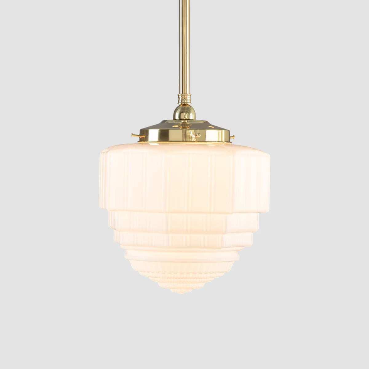 St Helens 8" Pendant Light on Rod Set 3/4" x 1/2M Polished Brass & Opal Matte - 3090626