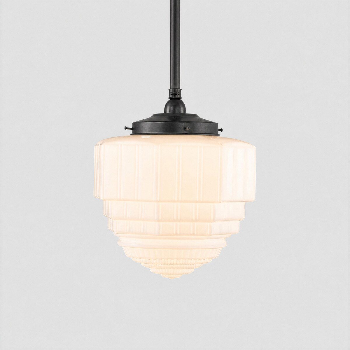 St Helens 8" Pendant Light on Rod Set 3/4" x 1/2M Patina & Opal Matte - 3090628