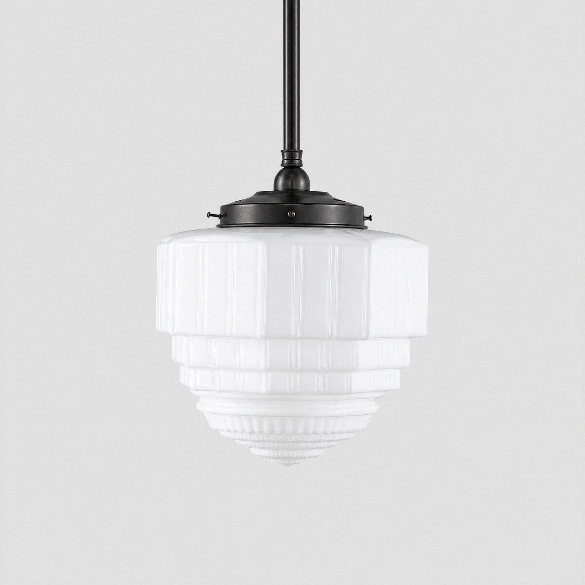 St Helens 8" Pendant Light on Rod Set 3/4" x 1/2M Patina & Opal Matte - 3090628