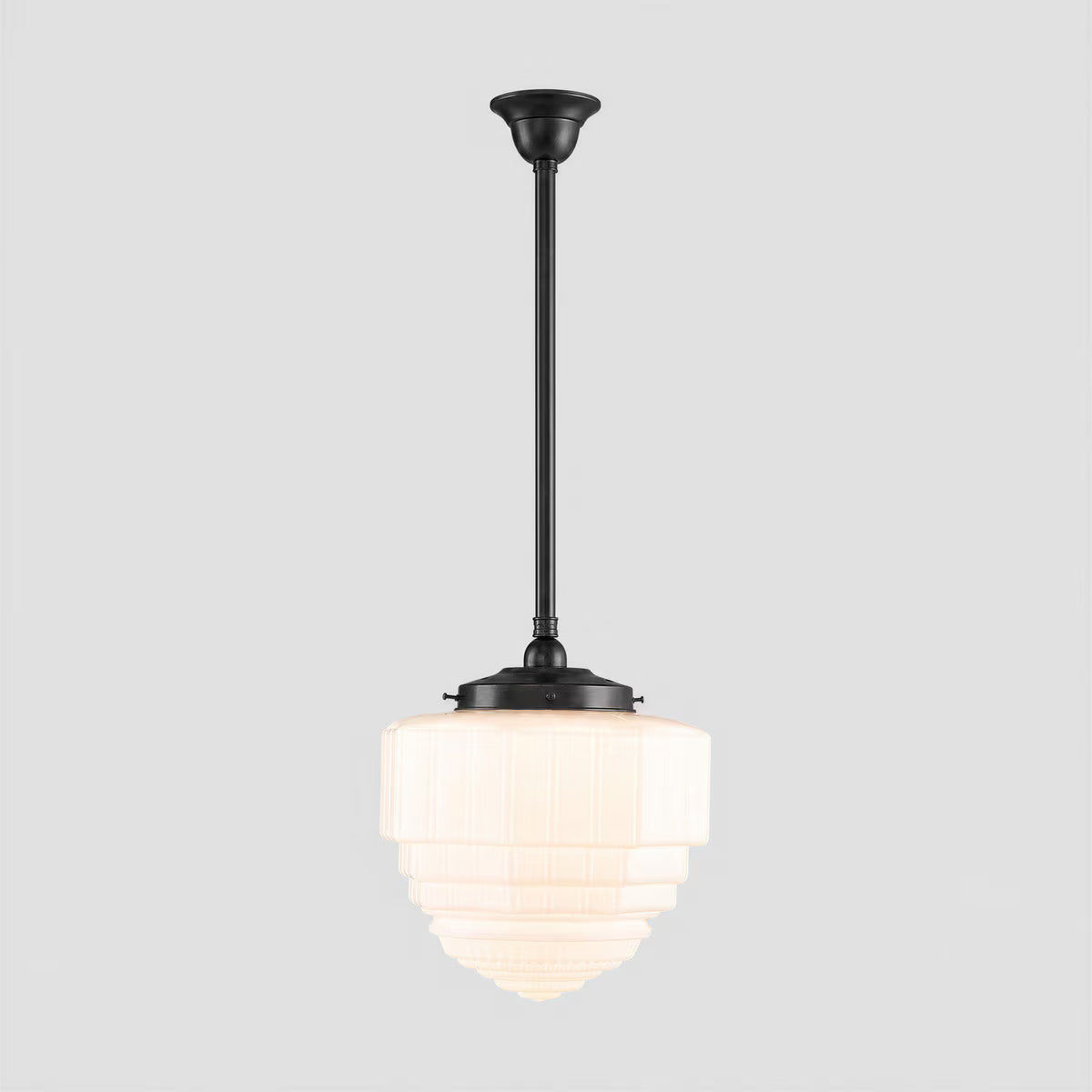 St Helens 8" Pendant Light on Rod Set 3/4" x 1/2M Patina & Opal Matte - 3090628