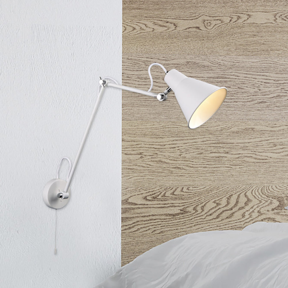 Flux Swing Arm Wall Light White Chrome Metal LSW-WH