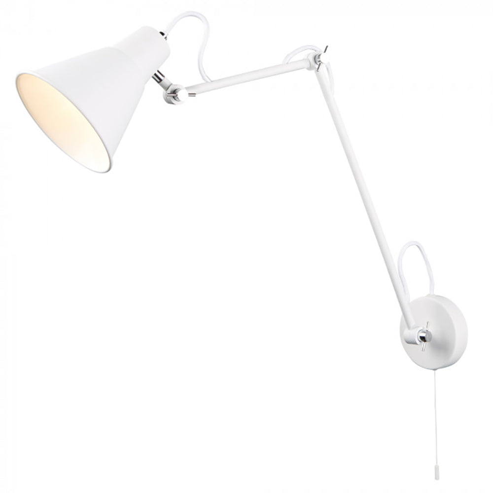 Flux Swing Arm Wall Light White / Chrome Metal - LSW-WH