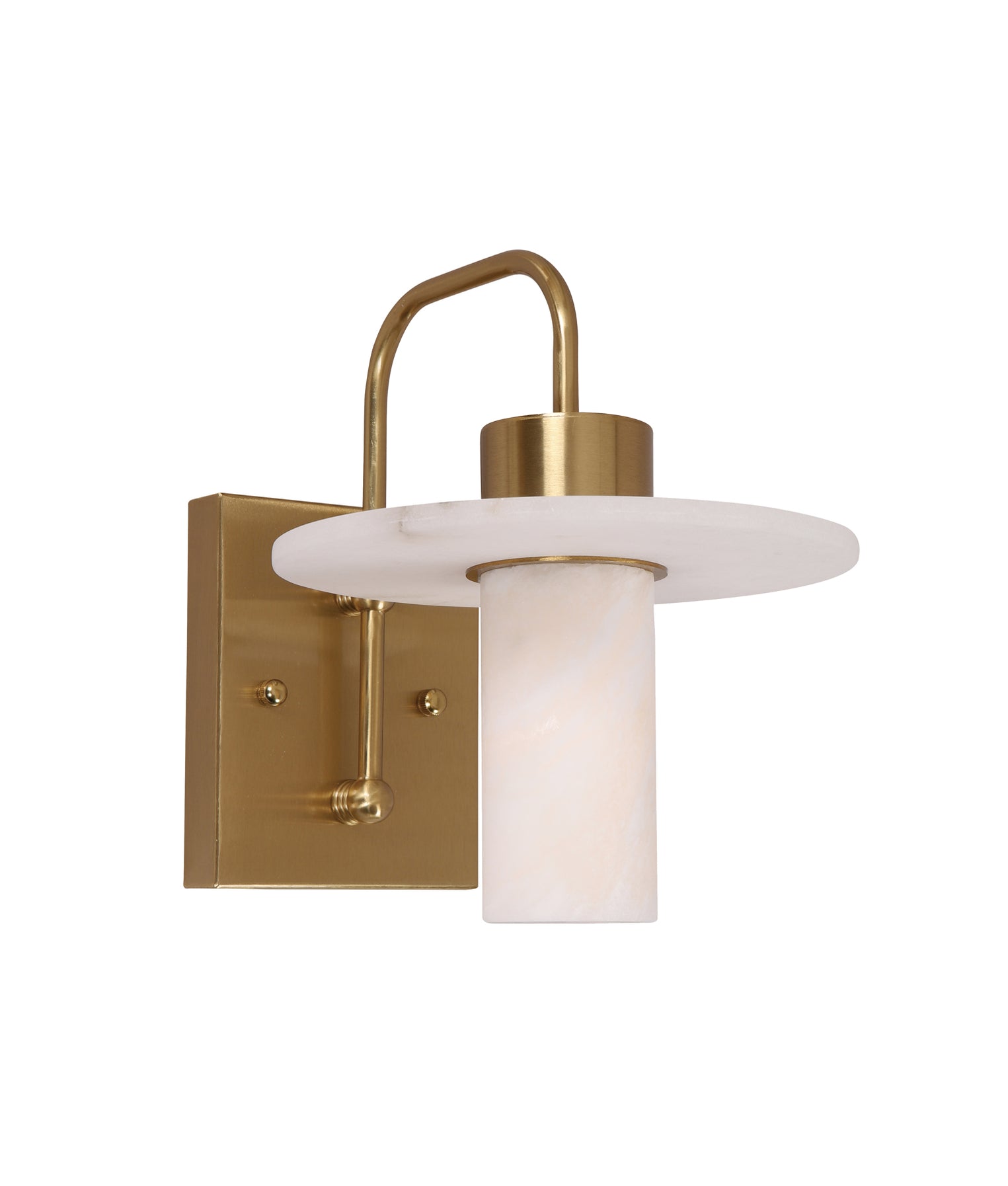 Lucerna Interior Cylinder Round Hat Wall Light White & Brass - LUCERNA-W1