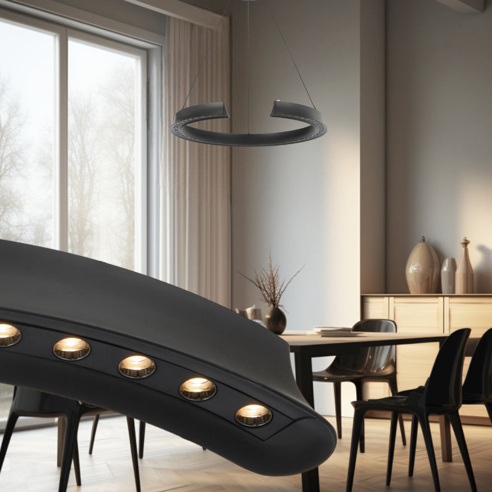 Lucid Round LED Pendant Black - LUCID PE065-BK