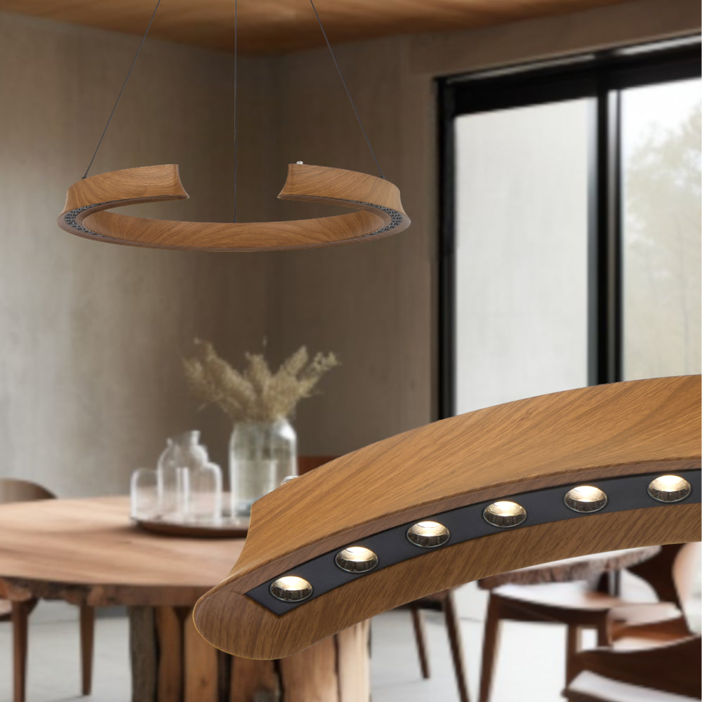 Lucid Round LED Pendant Wood - LUCID PE065-WD