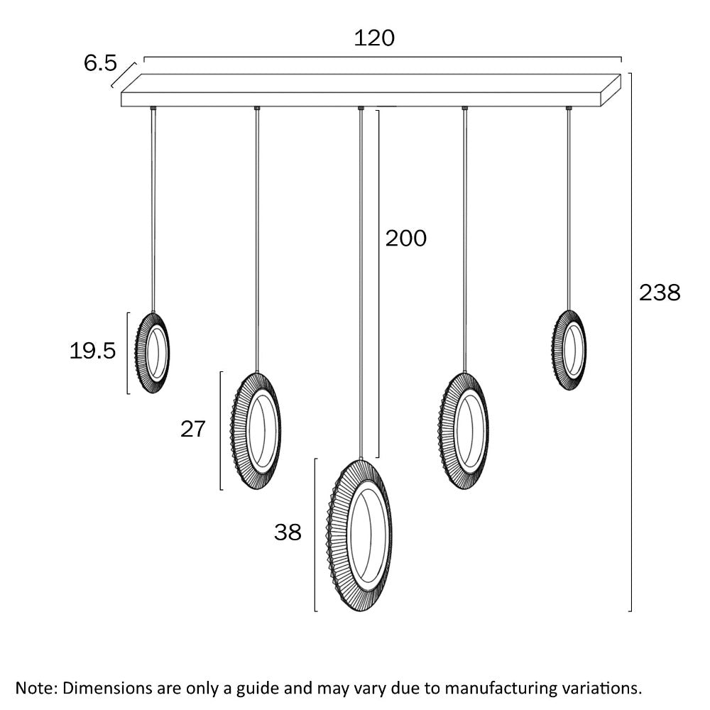 LUNA Pendant 5 Lights Chrome 3CCT - LUNA PE5-CH3C